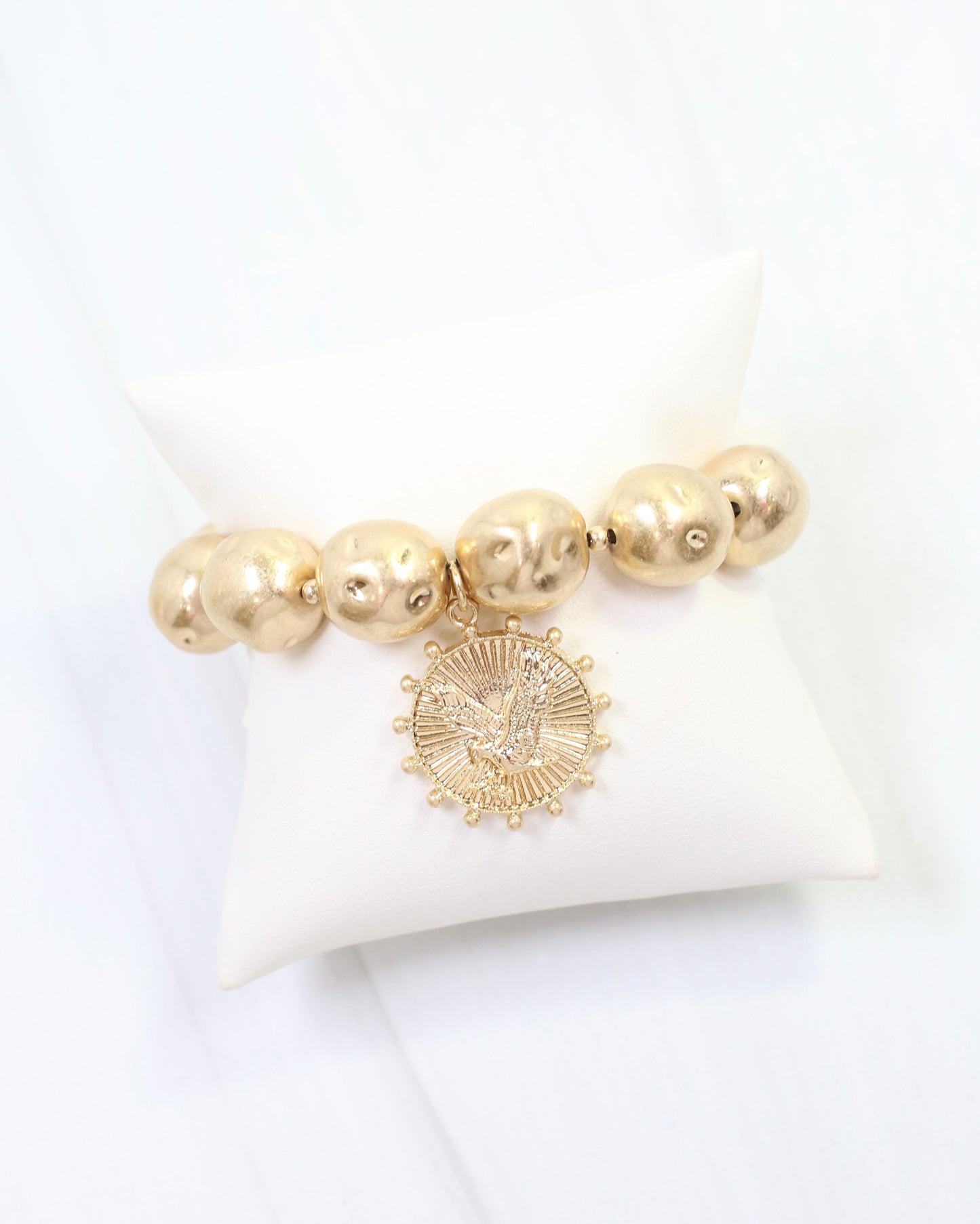 Carmen Coin Stretch Bracelet Eagle Worn Gold
