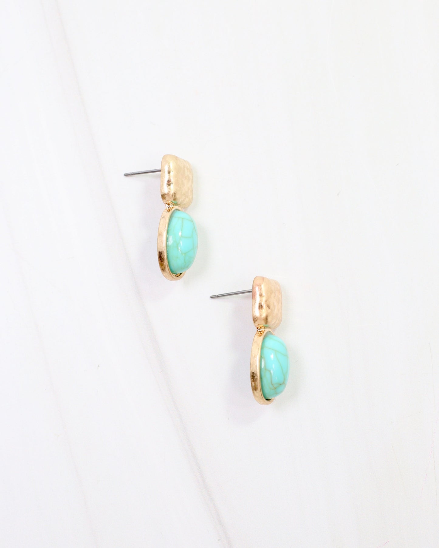 Mindy Textured Gold Drop Earring Turquoise
