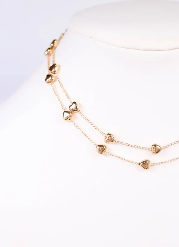 Nester Layered Heart Necklace GOLD