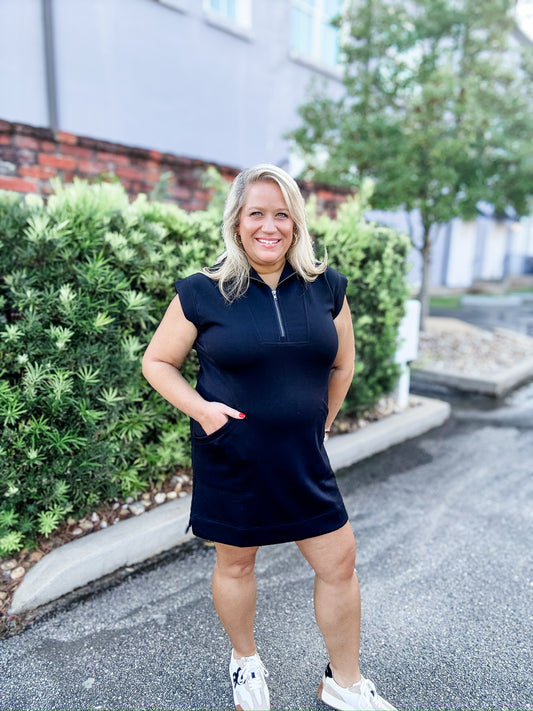 Jamis Half Zip  Dress - Black