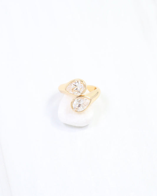 Kristy Teardrop CZ Adjustable Ring Gold