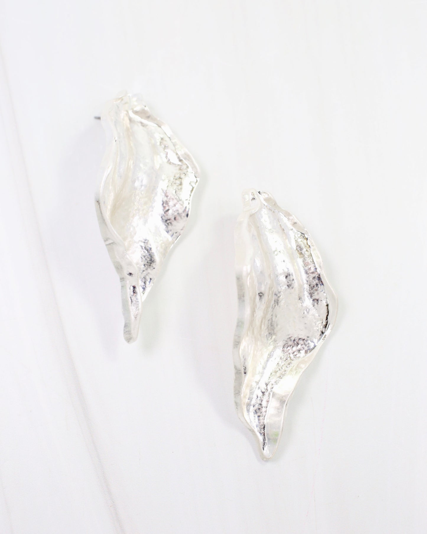 Goldsboro Textured Post Earring Worn Silver