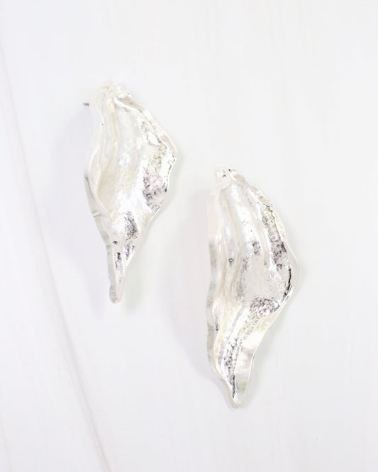 Goldsboro Textured Post Earring Worn Silver