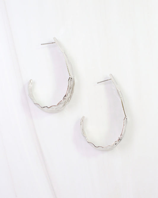Livorno Textured Hoop Earring WR Silver