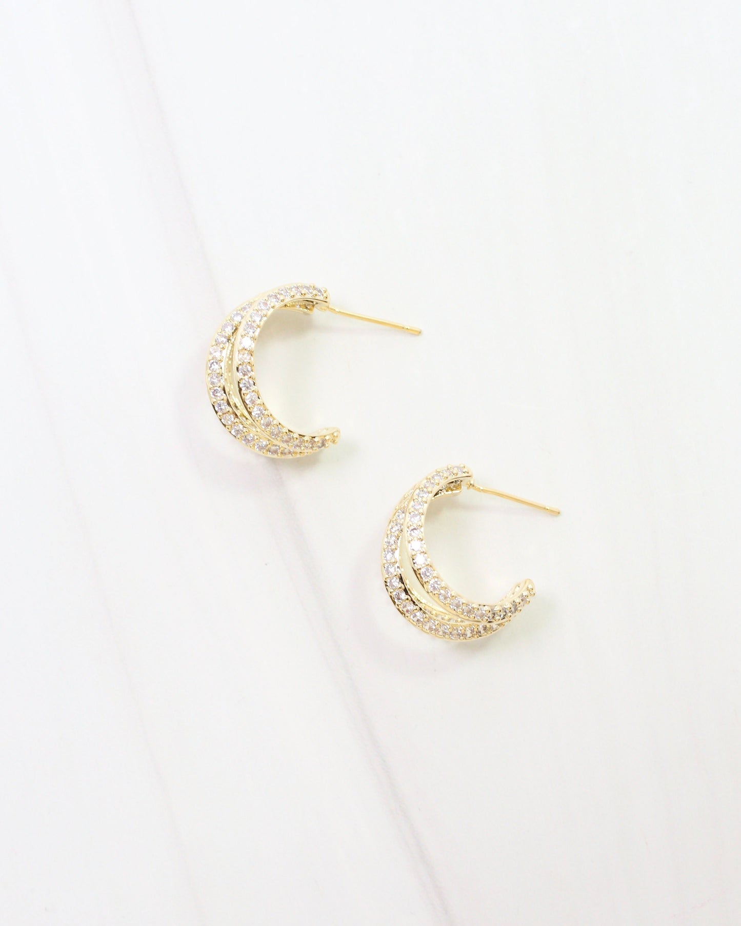 Sheppard Three Row CZ Hoop Gold