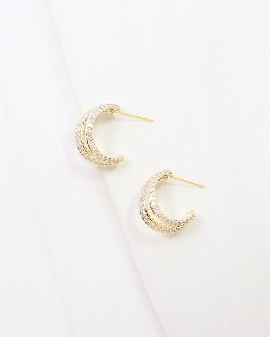 Sheppard Three Row CZ Hoop Gold