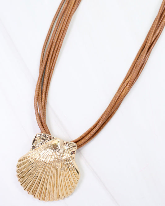 Lorain Scallop Cord Necklace Brown