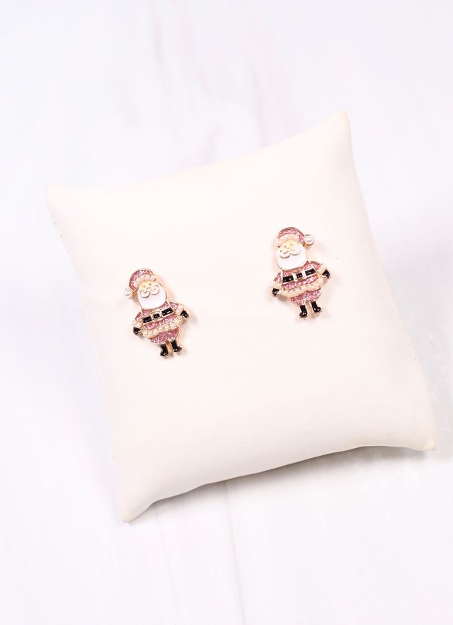 Cheery Santa Stud Earring Pink