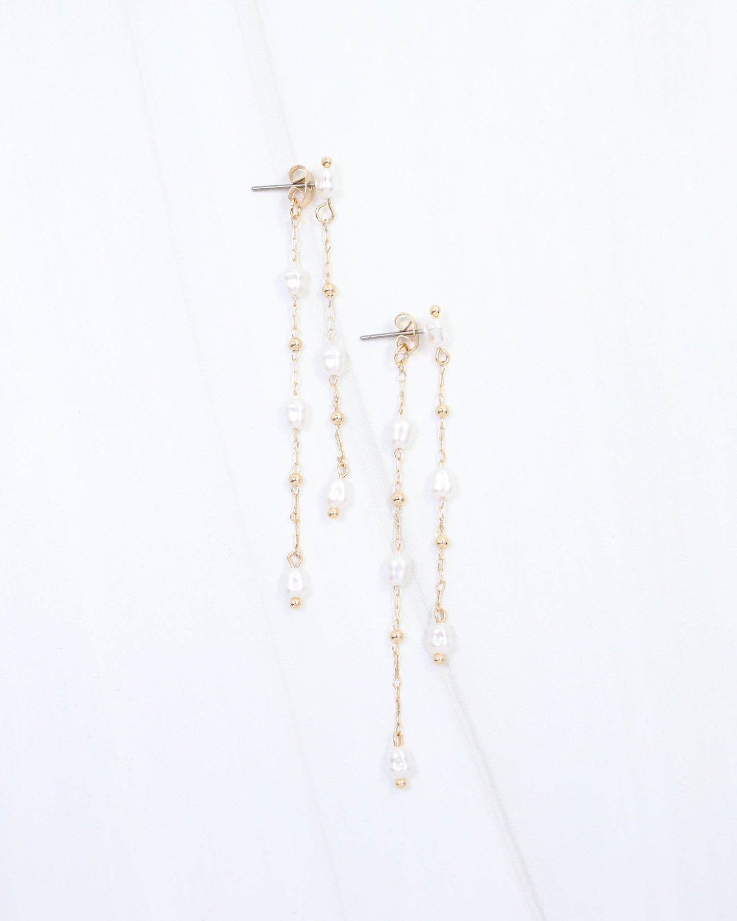 Mallory Pearl Front Back Chain Earring WR Gold
