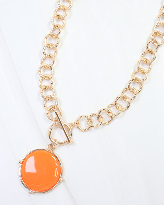 McKinley Pendant Toggle Necklace Orange