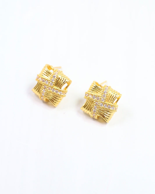 Bonita Basketweave Stud Gold