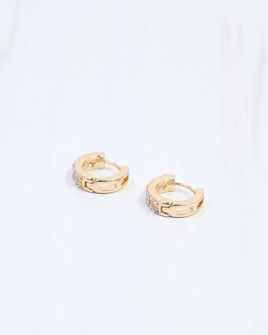 Kacey Double Row CZ Huggie Earring Gold