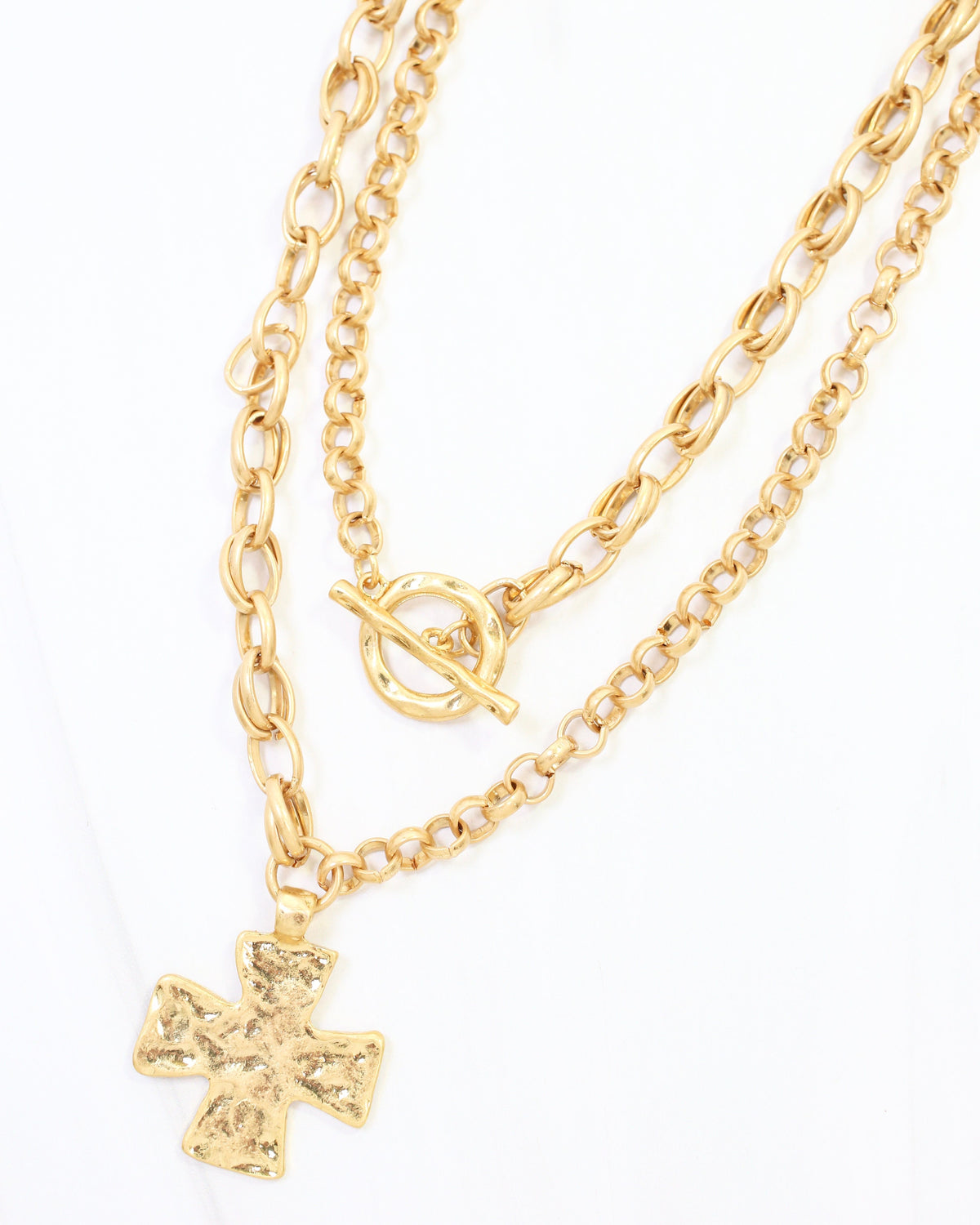 Cambridge Double Chain Cross Necklace WRVG