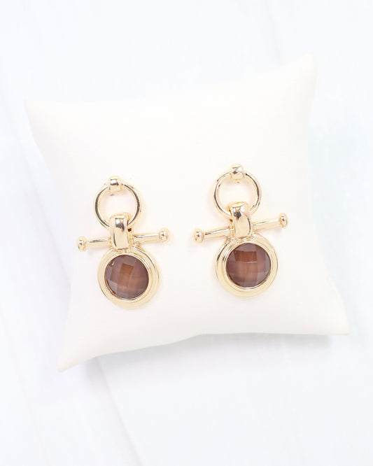May Faceted Post Earring Brown