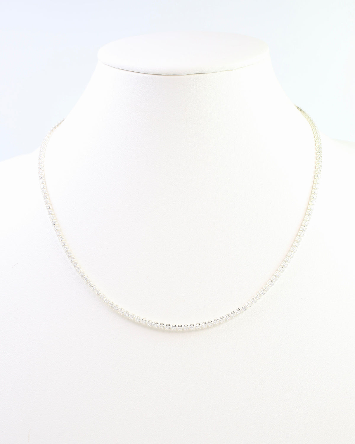 Luna Small CZ Tennis Necklace WR Silver