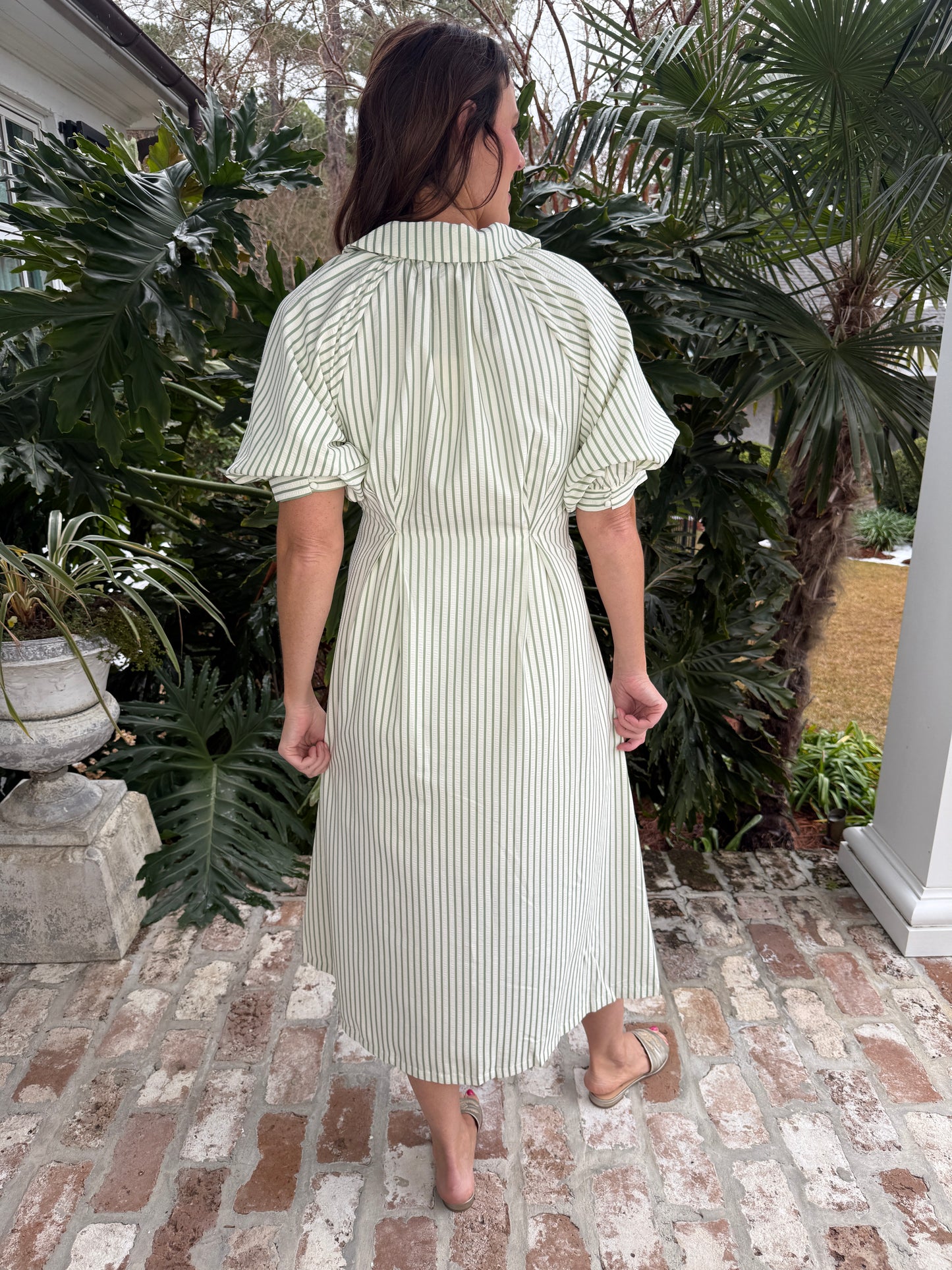 Stand By Me Green Tea Stripe Midi Dress