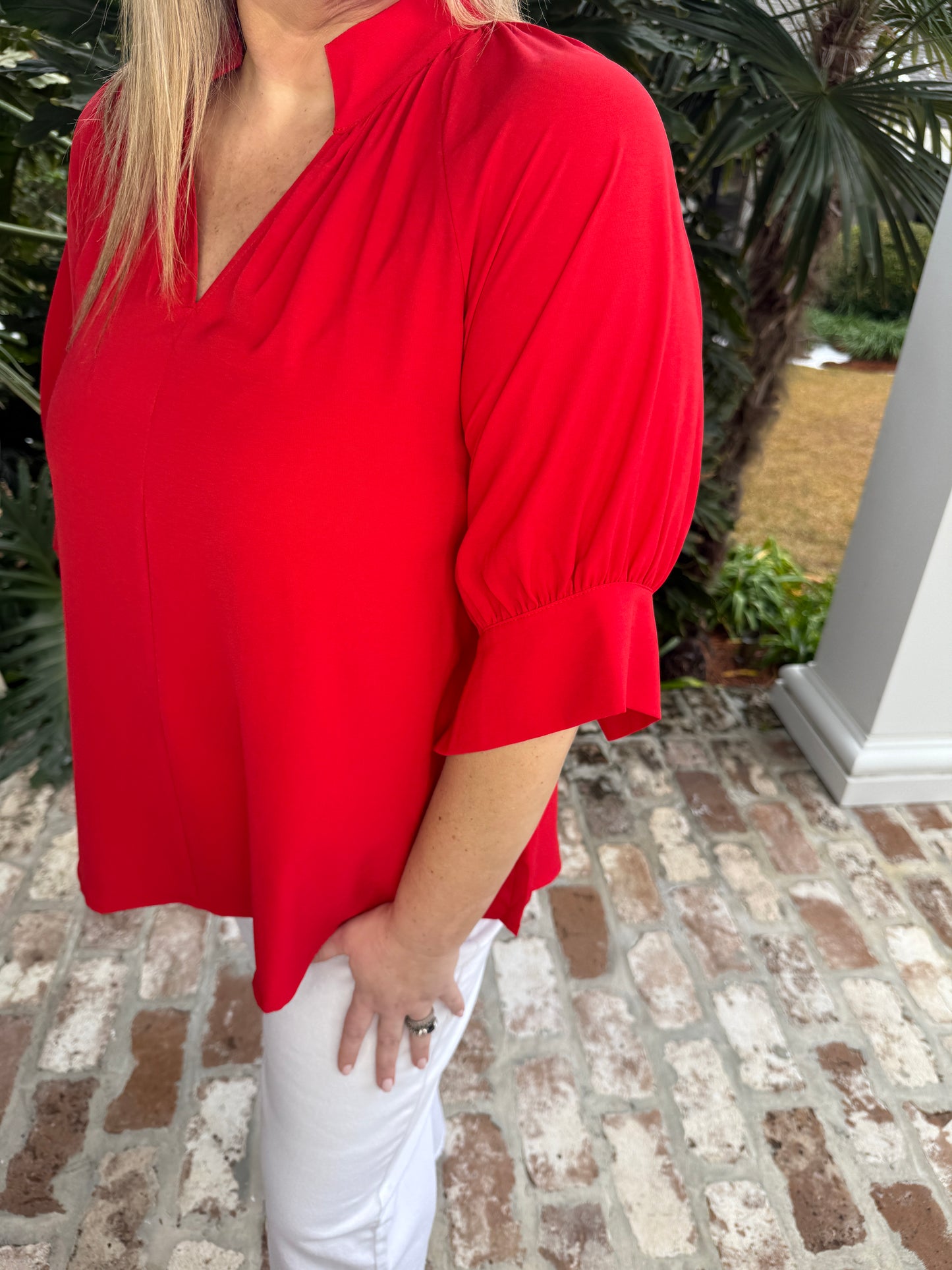 Bullington Red Half Sleeve Top