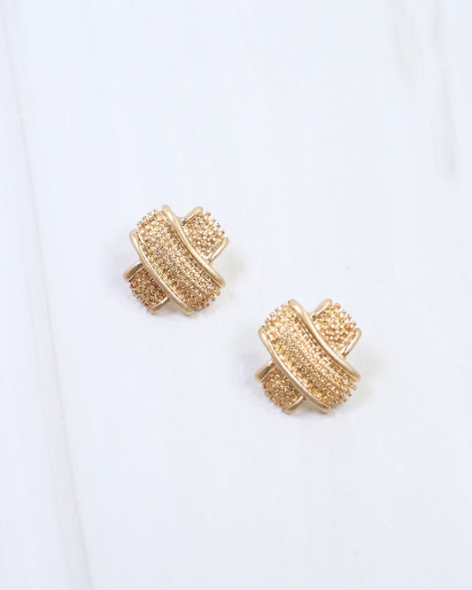 Bernadette Textured Stud Earring Worn Gold
