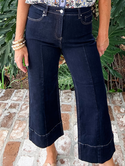 Risen Jeans High Rise Crop Wide with Seam