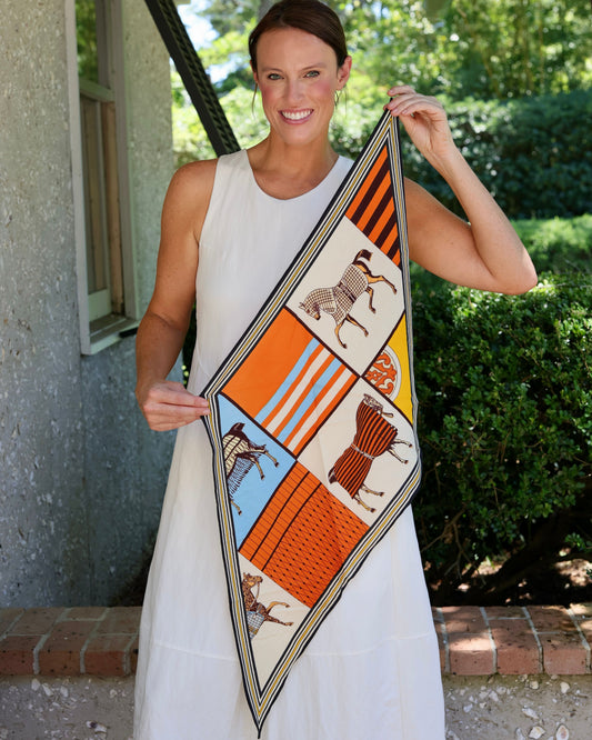 Harris Horse Print Scarf Orange
