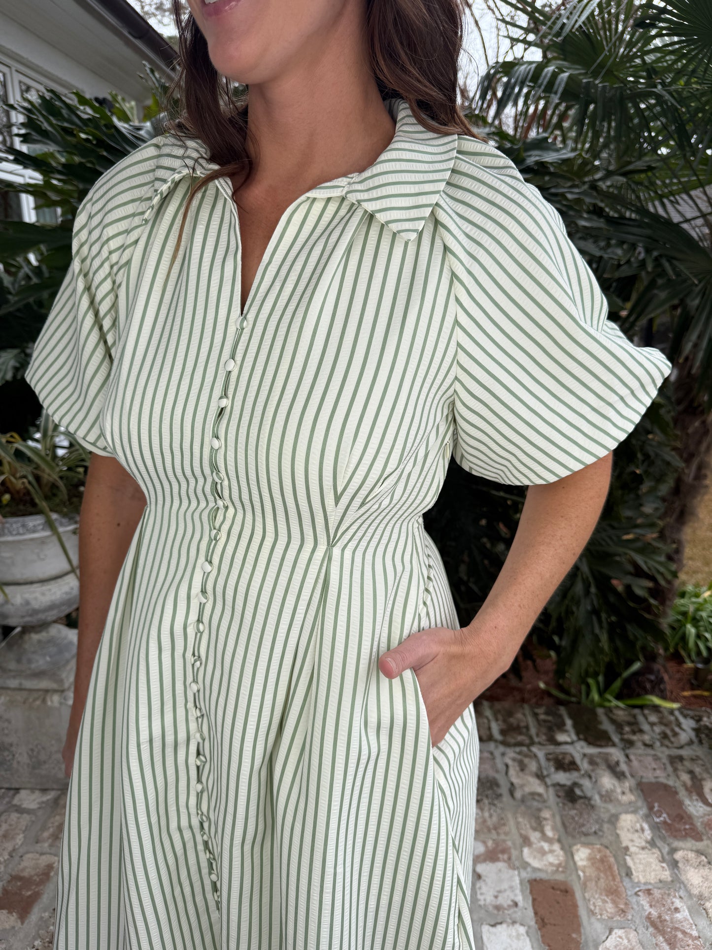 Stand By Me Green Tea Stripe Midi Dress