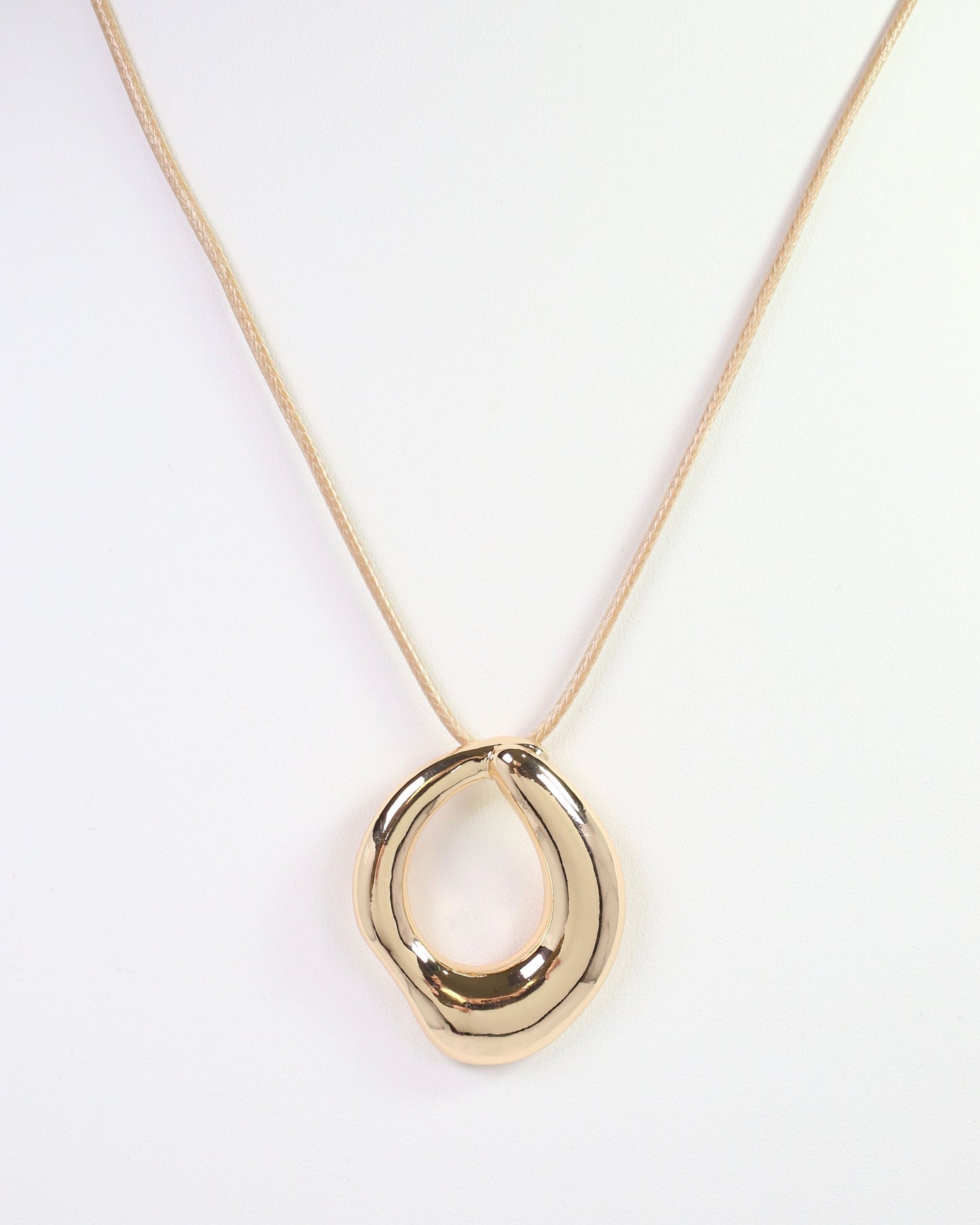 Mansfield Circle Pendant Cord Necklace Gold