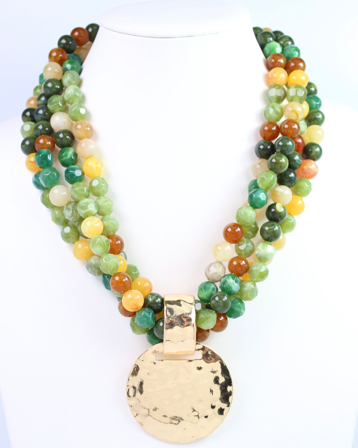 Larissa Beaded Necklace with Pendant Green Multi