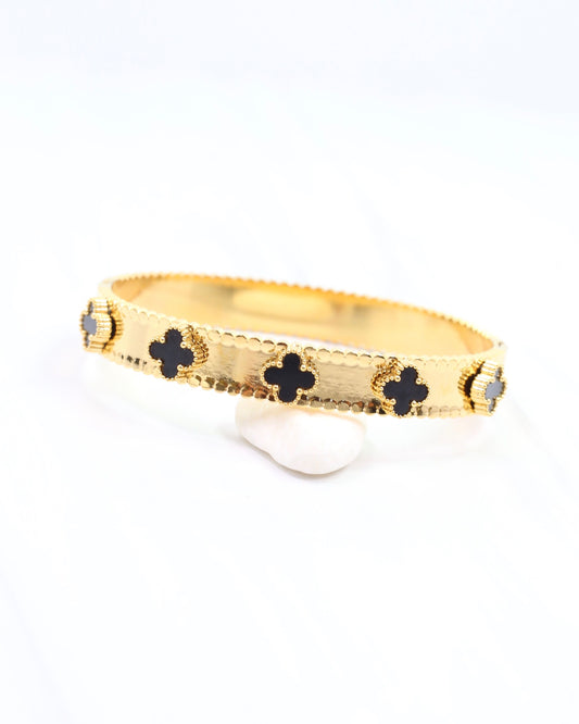 Amal Clover Bangle Bracelet Black