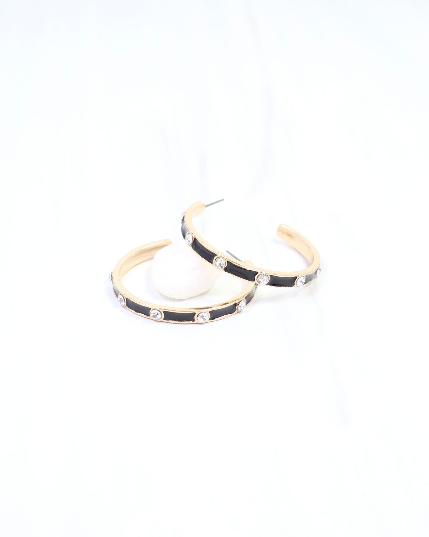 Bramwell Enamel Hoop Earring Black