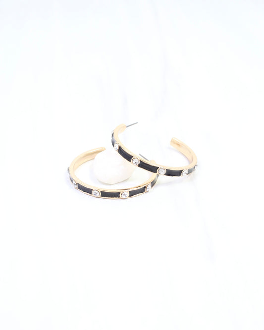 Bramwell Enamel Hoop Earring Black