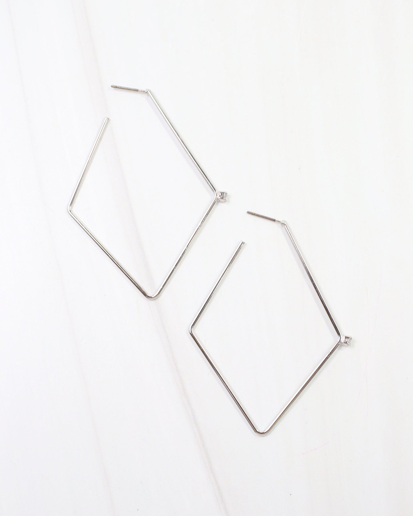 Webster Diamond Shaped Hoop Earring Silver