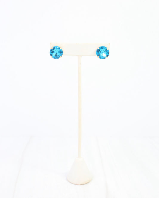 Andi Large Rhinestone Stud Earring Turquoise