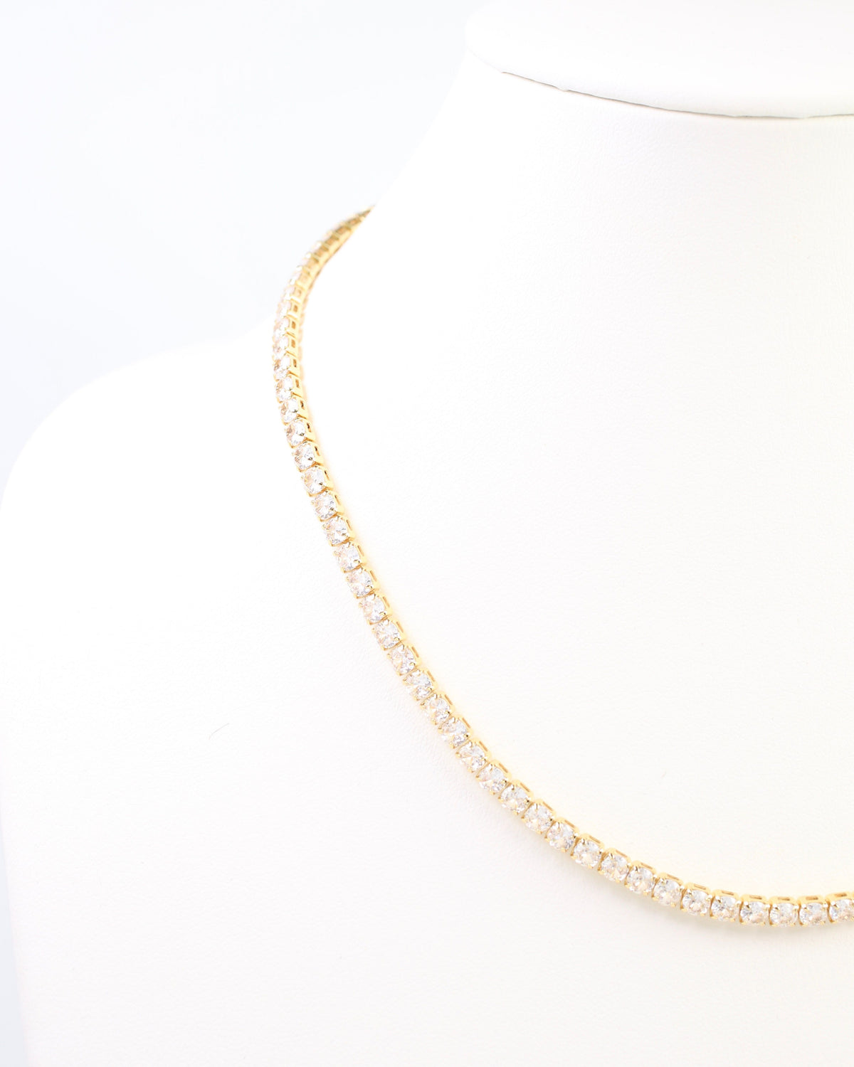 Luna Large CZ Tennis Necklace WR Gold