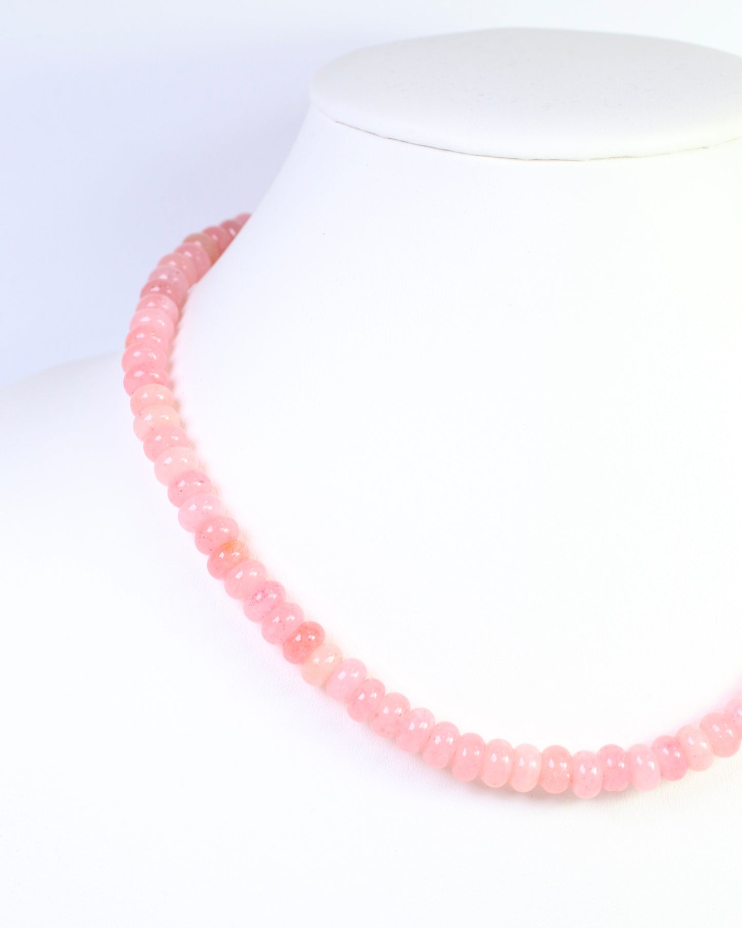Gisela Stone Beaded Oval Clasp Necklace Pink