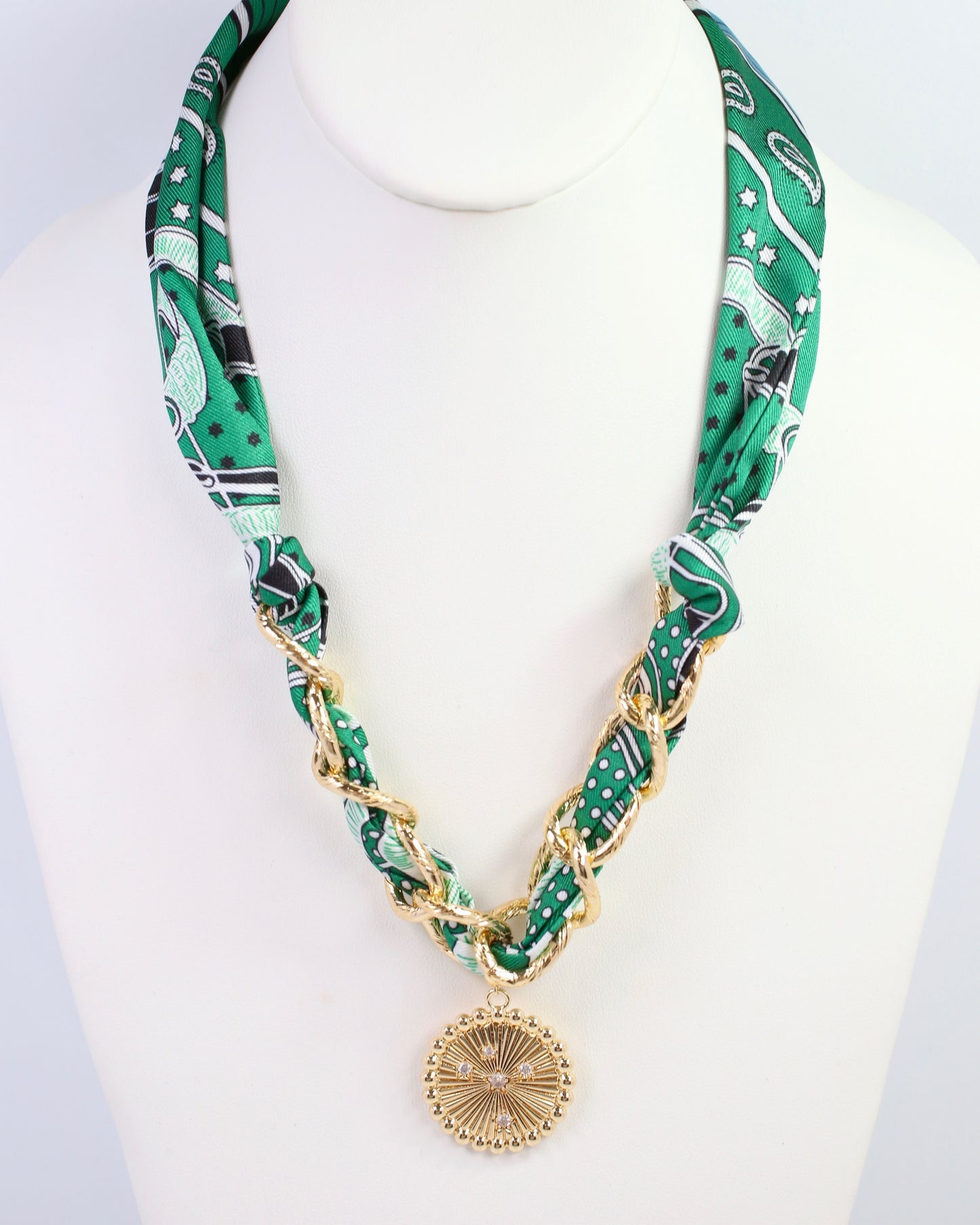 Sarah Scarf Charm Necklace Green