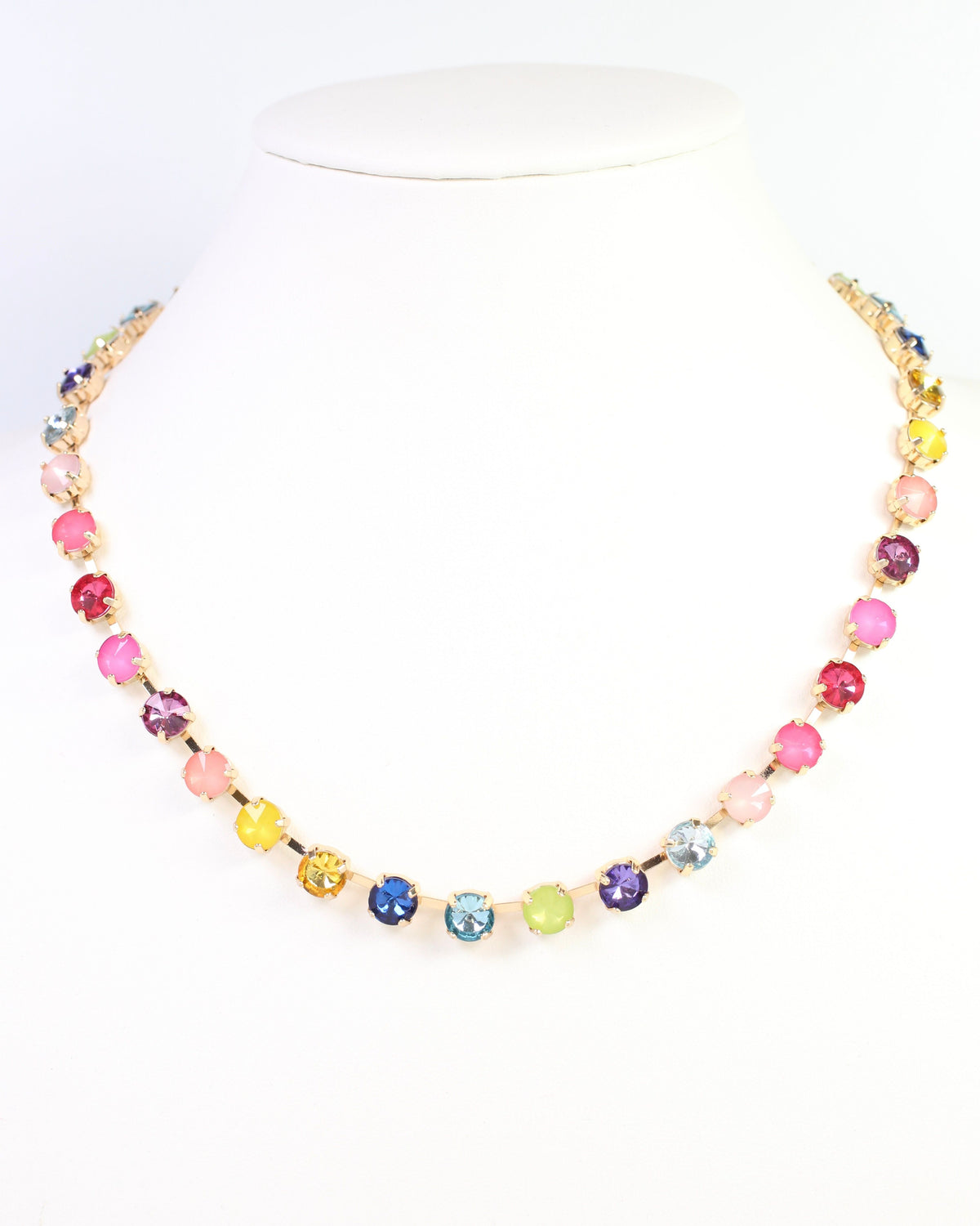 Shalimar Small  Rhinestone Necklace Rainbow