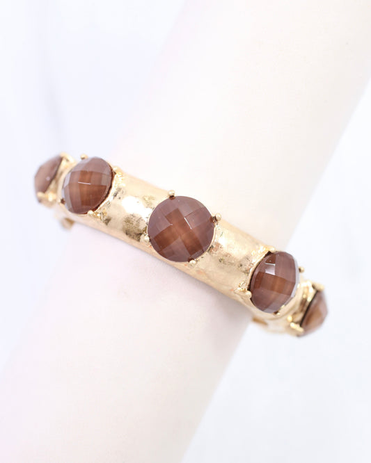 Mazie Faceted Stone Stretch Bracelet Brown