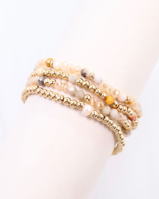 Quincy Beaded Bracelet Set Ivory