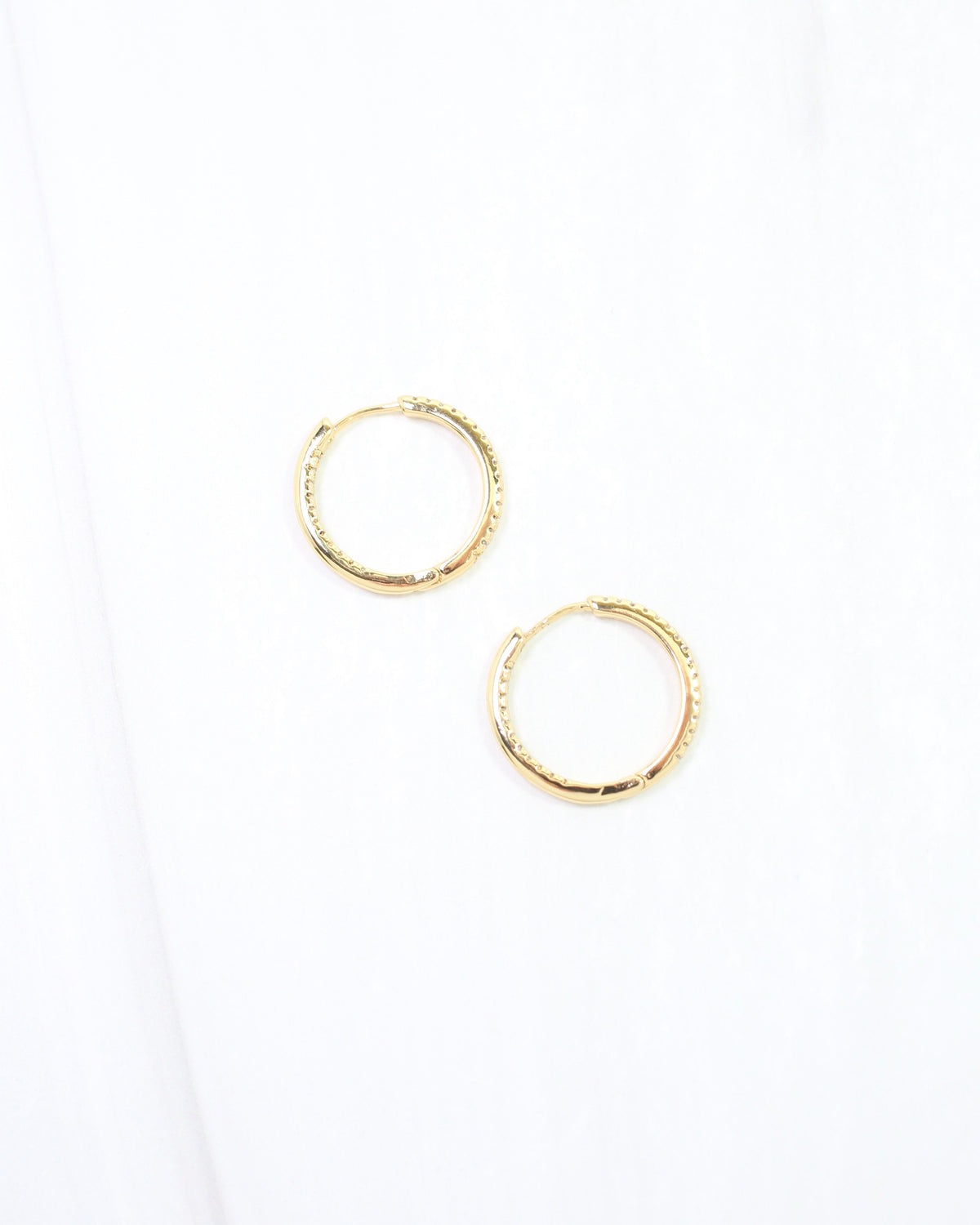 Jacobs CZ Pave In Out Hoop Earring WR Gold