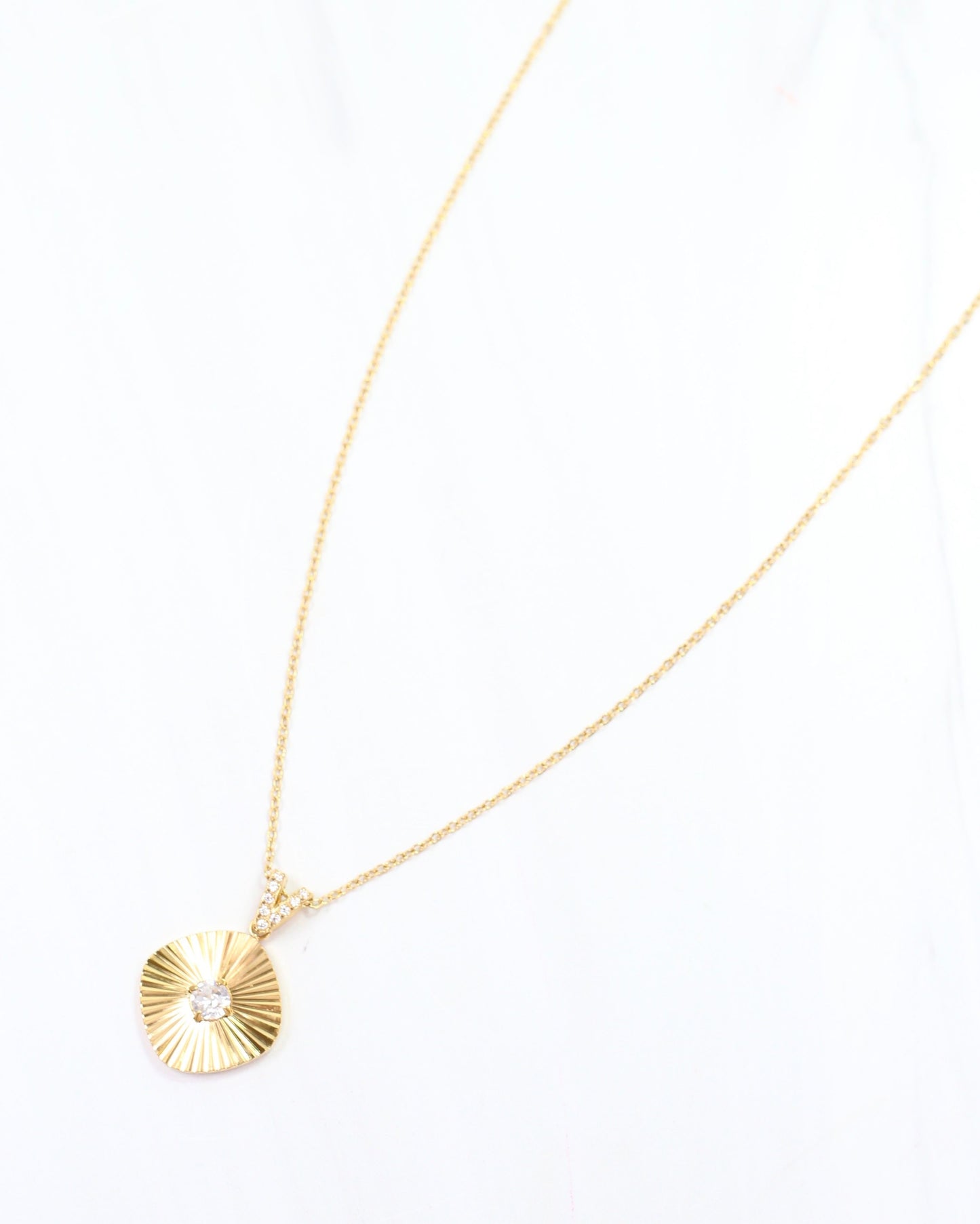 Ashford Circle and CZ Necklace Gold