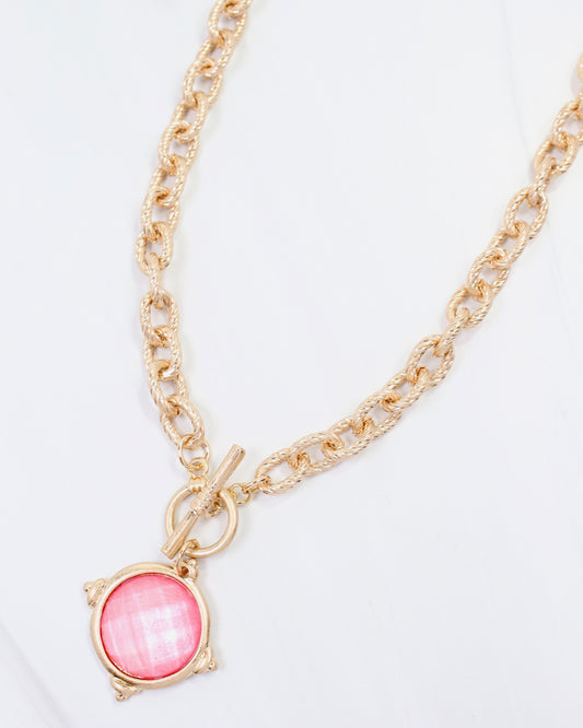 Rochester Faceted Link Necklace Pink