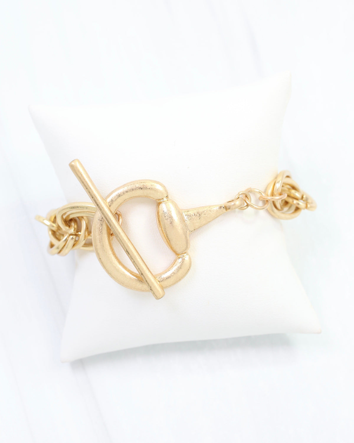 Henderson Horsebit Toggle Bracelet Worn Gold