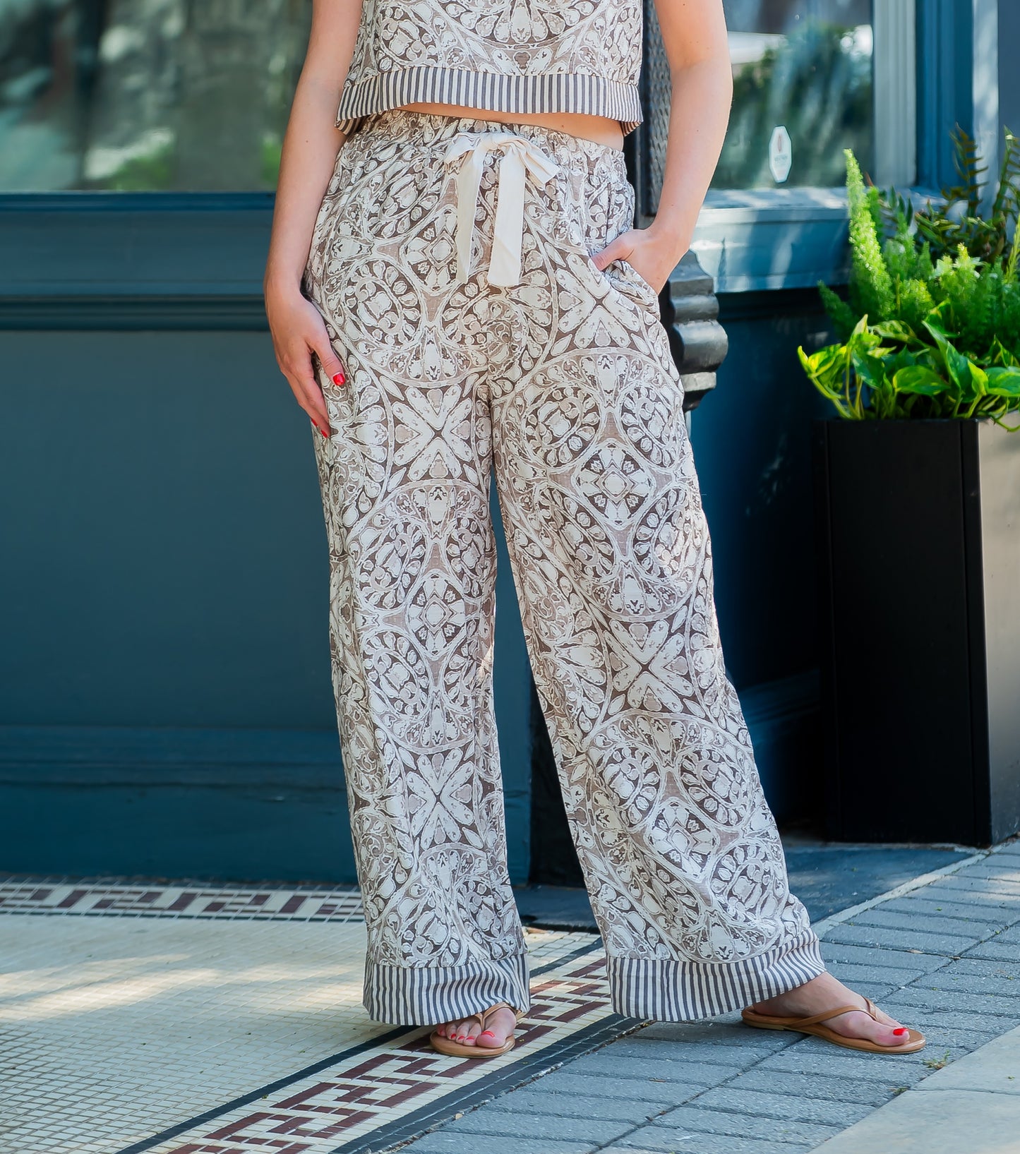 Maris Taupe Printed Pants