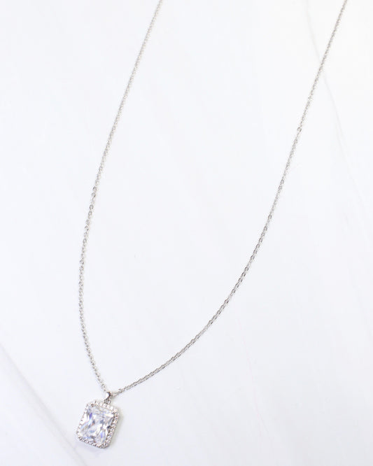 Oneida Crystal CZ Pendant Necklace Silver