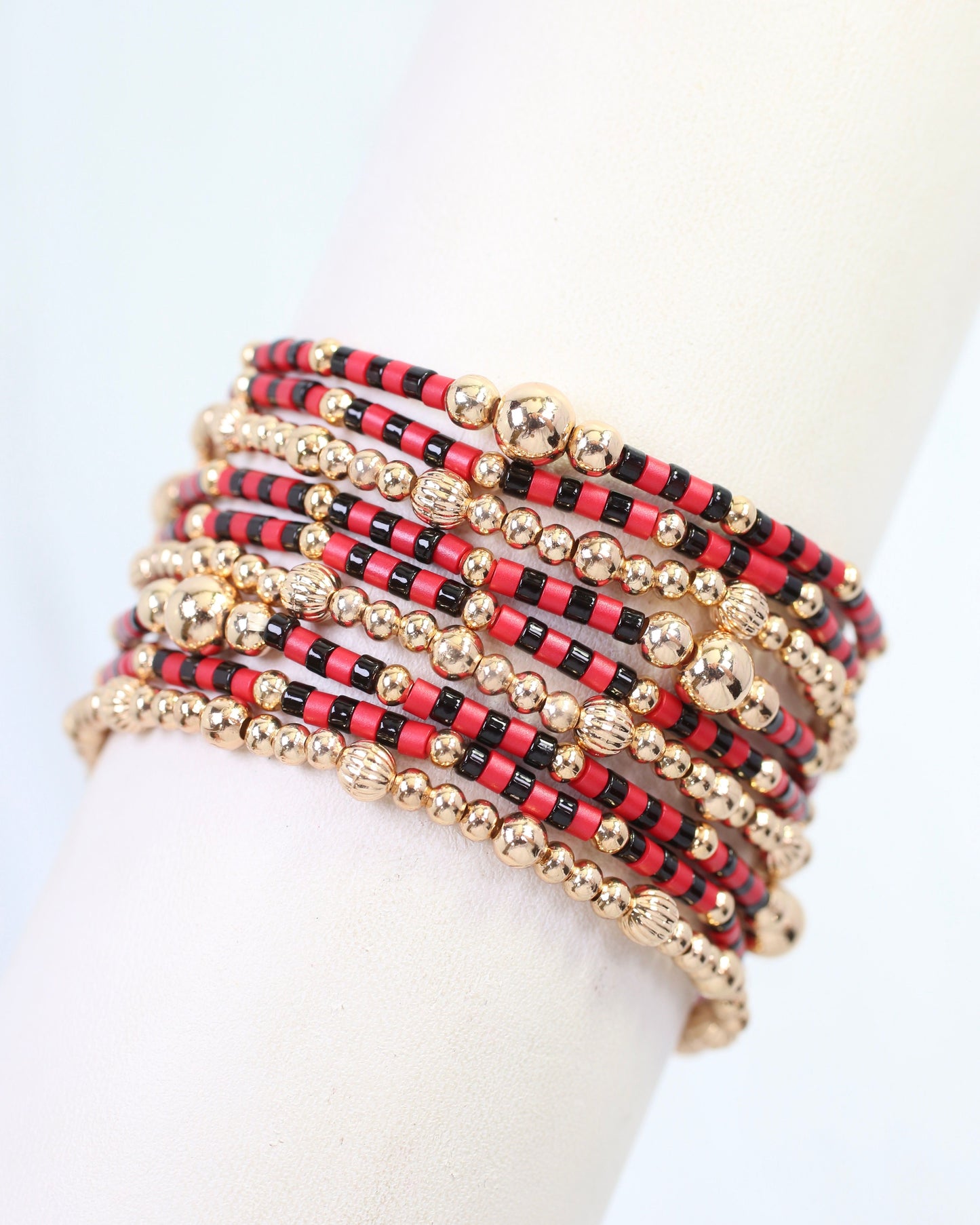 Renee Beaded Bracelet Set Red Black