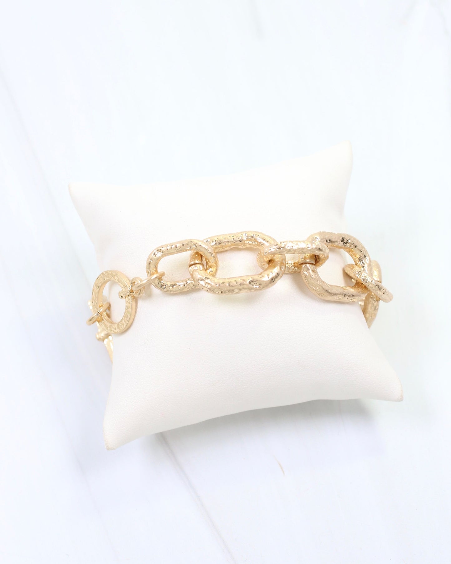 Ailani Hammered Link Bracelet Worn Gold