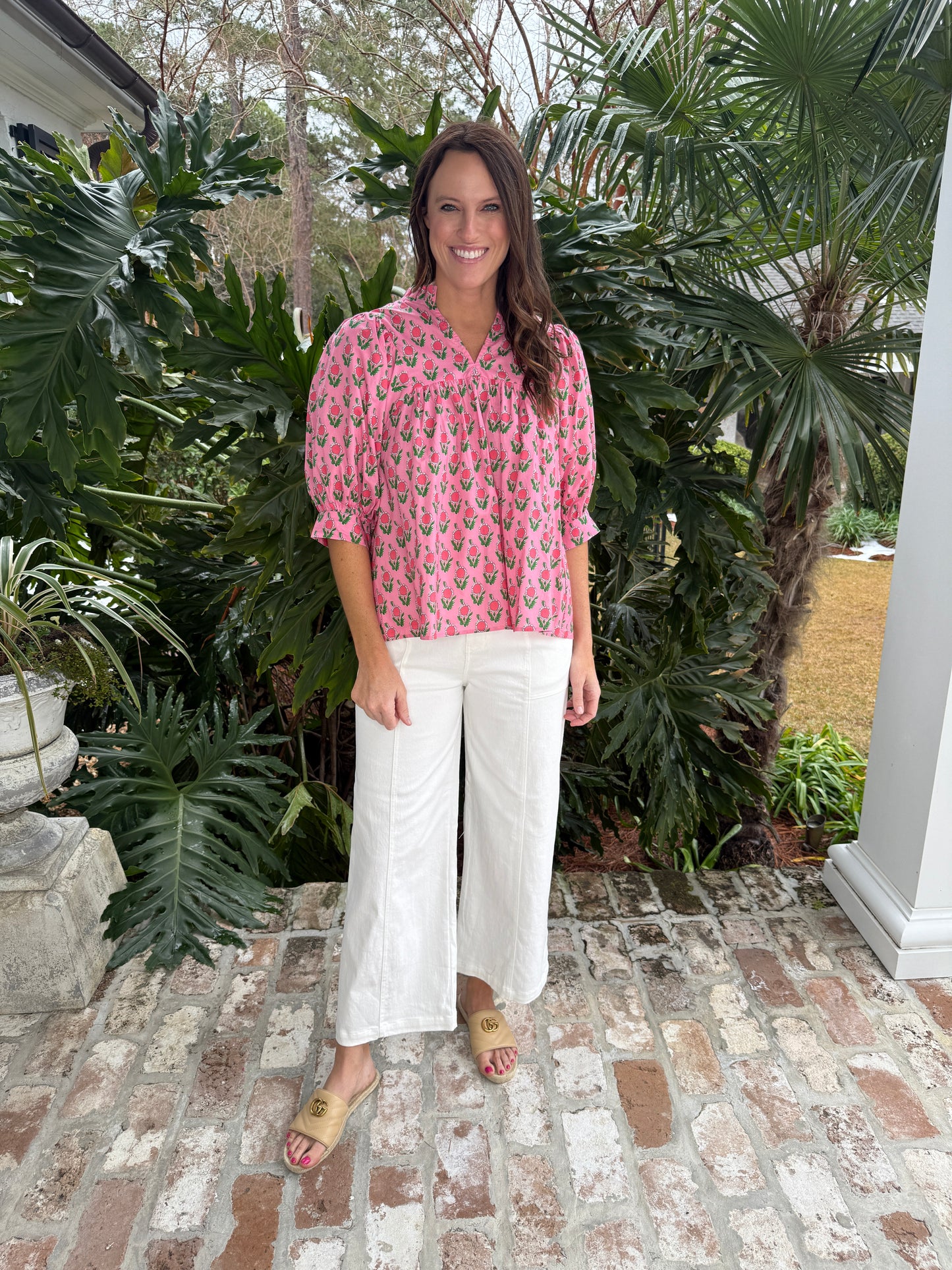 Happy Pink Floral Print Top