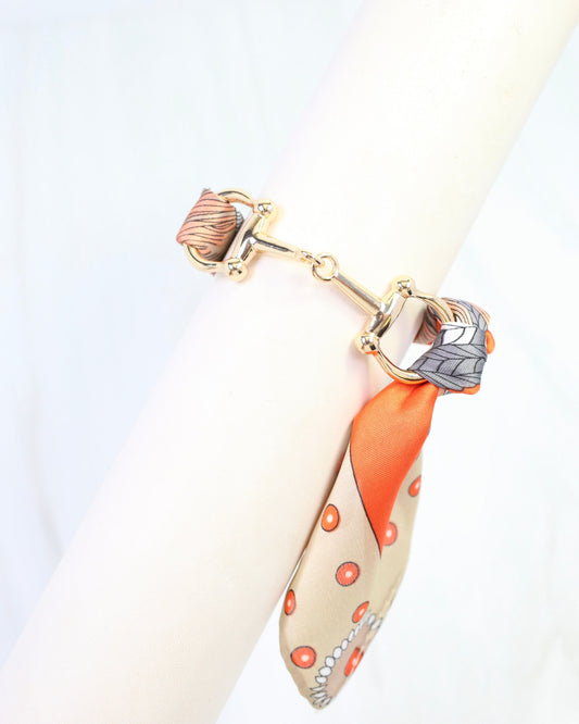 Lana Horsebit Scarf Bracelet Orange Multi
