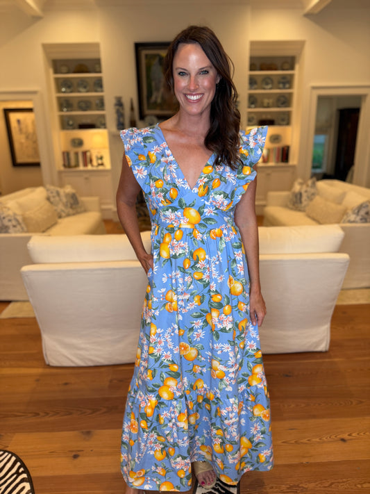 When Life Gives You Lemons Printed Maxi Dress