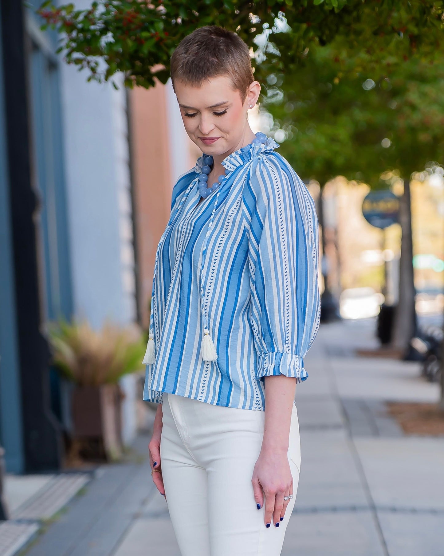 Silverpine 3/4 Sleeve Striped Top